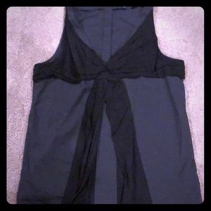 Black and dark gray “tie” top.